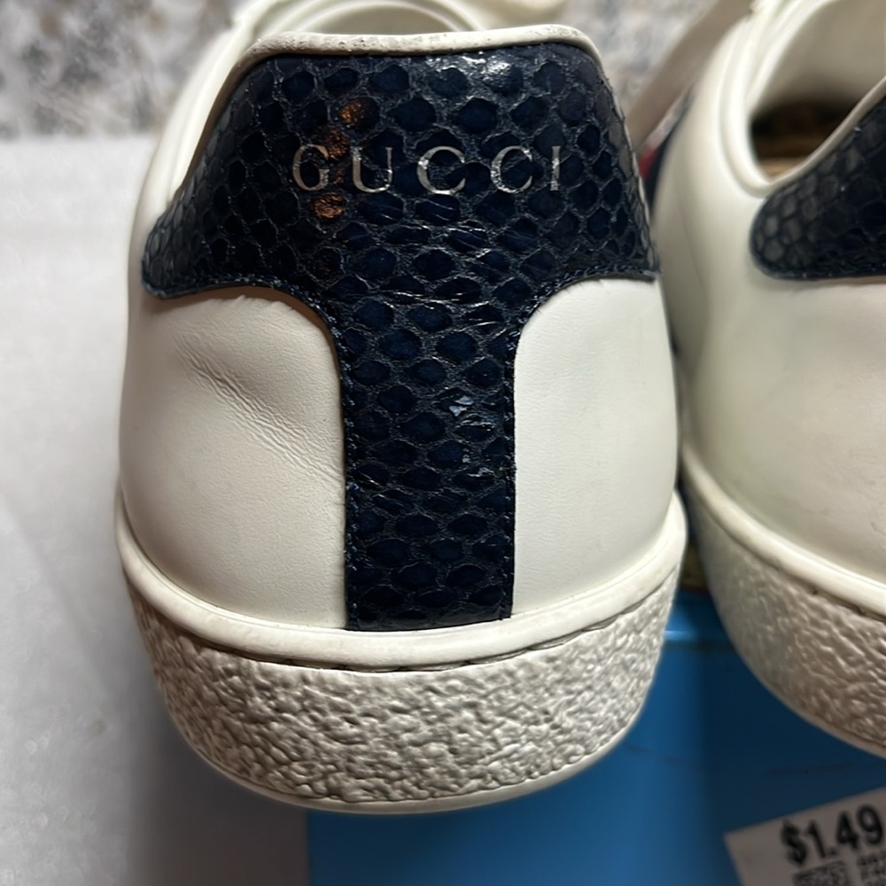 Gucci Ace Leather 'White Blue' Sneaker - Picture 7 of 15